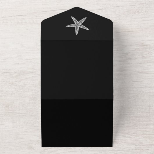 Black Starfish bruiloft All In One Uitnodiging (Buitenkant)
