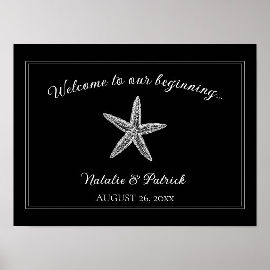 Black Starfish bruiloft welkom Poster (Voorkant)