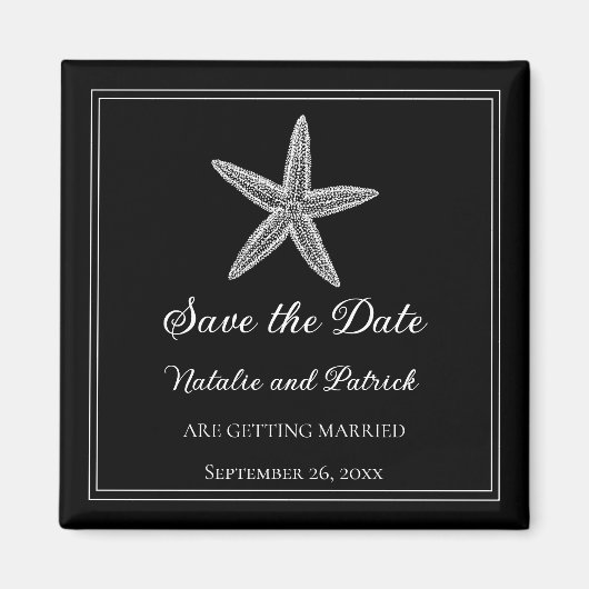 Black Starfish Save the Date Magneet (Voorkant)