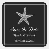Black Starfish Save the Date Vierkante Sticker (Voorkant)