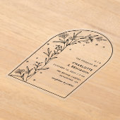 Black Starry Celestial Arch Botanische bruiloft Acryl Uitnodigingen (Laagn)