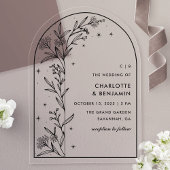 Black Starry Celestial Arch Botanische bruiloft Acryl Uitnodigingen