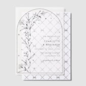 Black Starry Celestial Arch Botanische bruiloft Vellum Uitnodigingen (Offset (Uitnodiging))