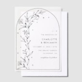 Black Starry Celestial Arch Botanische bruiloft Vellum Uitnodigingen (Offset)