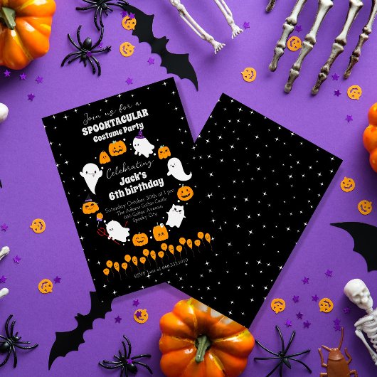 Black Starry SPOOKTACULAIR Halloween Verjaardagsfe Kaart