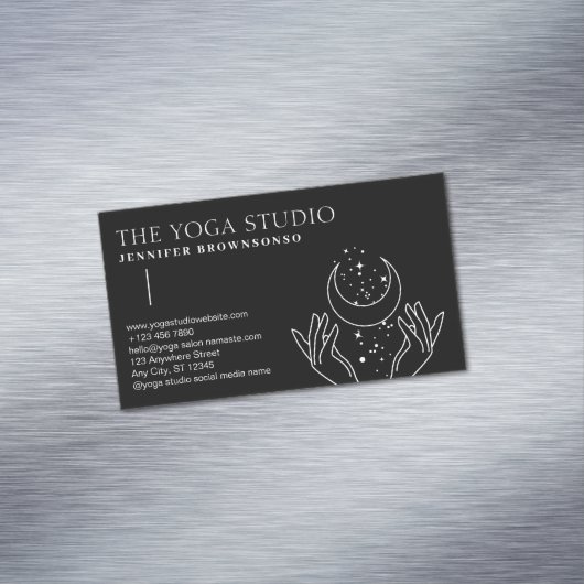 Black Stars Moon op handen Spiritueel Magnetisch Visitekaartje (Voorbeeld)