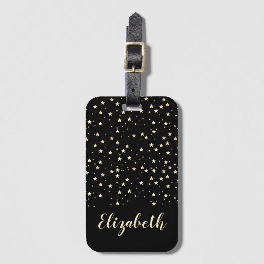 Black Stars Naam Bagage Bagagelabel (Voorkant (verticaal))