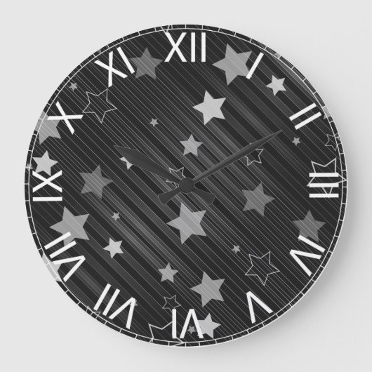 Black Stars Patroon Grote Klok (Voorkant)