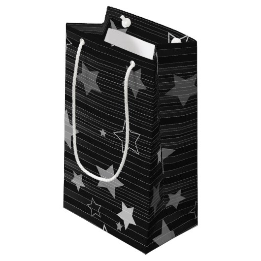 Black Stars Patroon Klein Cadeauzakje (Voorkant Gekanteld)