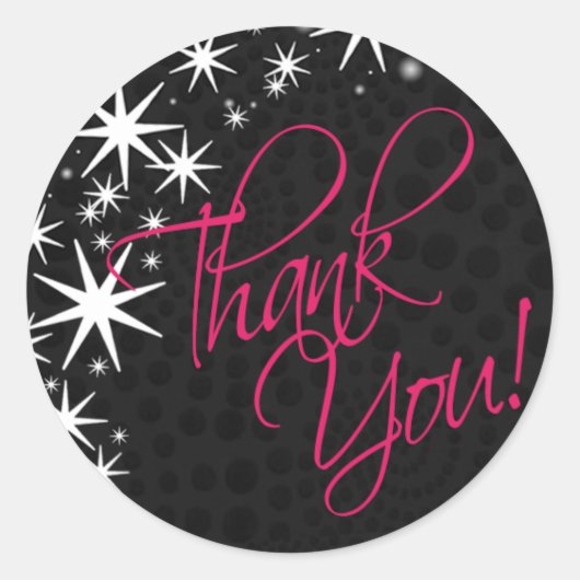 Black Stars Quinceañera Dank je (zwart/fuschia) Ronde Sticker (Voorkant)