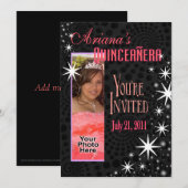 Black Stars Quinceañera Foto: Kaart (Voorkant / Achterkant)