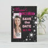 Black Stars Quinceañera Foto: Save The Date (Staand voorkant)