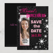 Black Stars Quinceañera Foto: Save The Date (Voorkant / Achterkant)