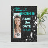 Black Stars Quinceañera Foto: Save The Date (Staand voorkant)