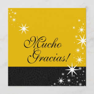 Black Stars Quinceañera Mucho Gracias Note Card Bedankkaart