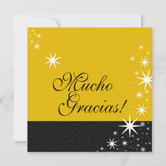 Black Stars Quinceañera Mucho Gracias Note Card Bedankkaart (Voorkant)