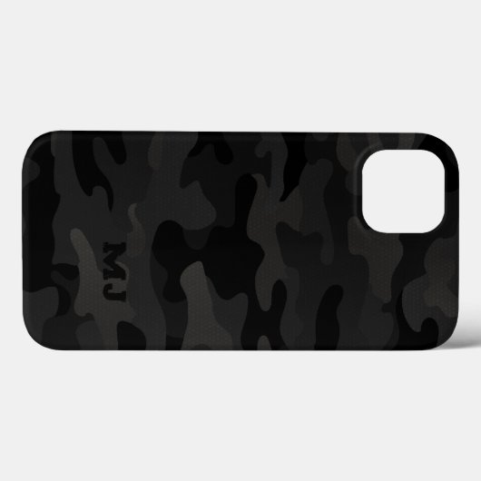 Black Stealth Camo met Initialen Case-Mate iPhone Case (Achterkant (horizontaal))