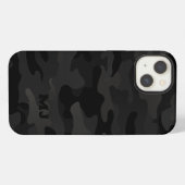 Black Stealth Camo met Initialen iPhone Hoesje (Achterkant horizontaal)