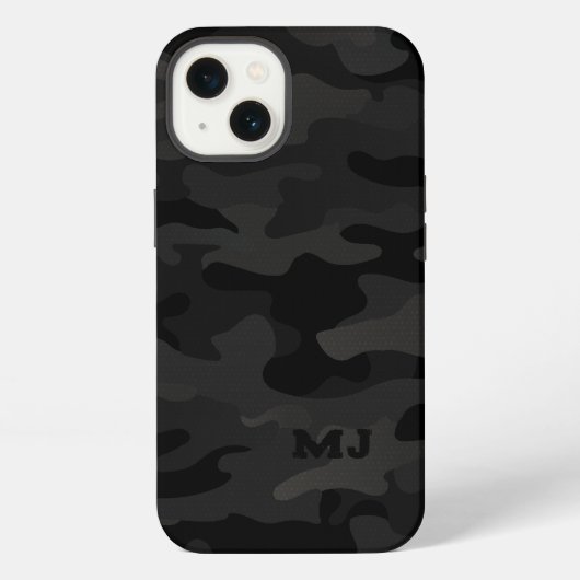 Black Stealth Camo met Initialen iPhone Hoesje (Achterkant)