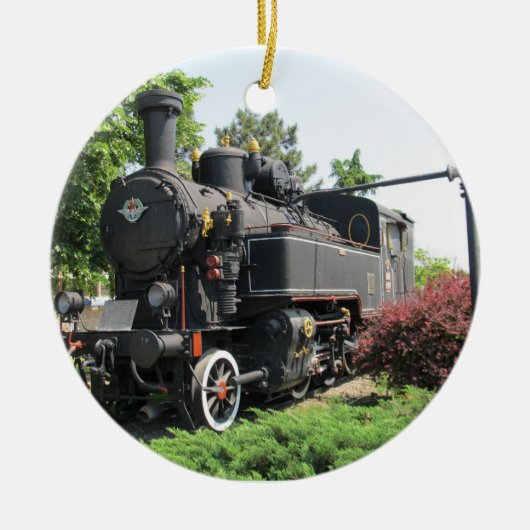 Black Steam Engine Train Ornament (Voorkant)