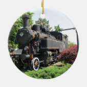 Black Steam Engine Train Ornament (Achterkant)