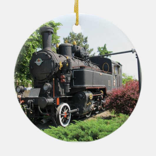 Black Steam Engine Train Ornament (Achterkant)