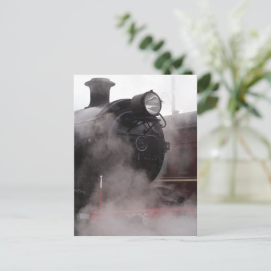 Black Steam Train Briefkaart (Staand voorkant)