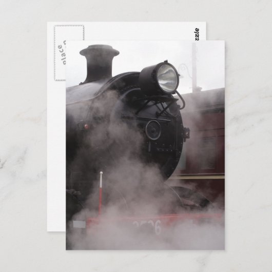 Black Steam Train Briefkaart (Voorkant / Achterkant)