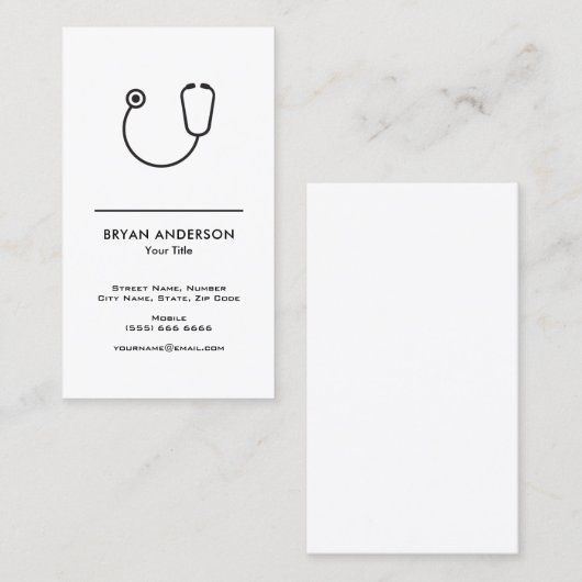 Black Stethoscoop Visitekaartje (Voorkant / Achterkant)