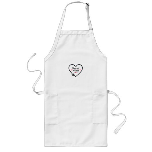 Black Stethoscope Forming Heart Shape with "Proud" Lang Schort (Voorkant)