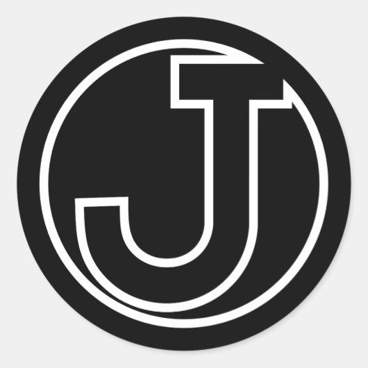 Black Sticker Circle Letter J (Voorkant)