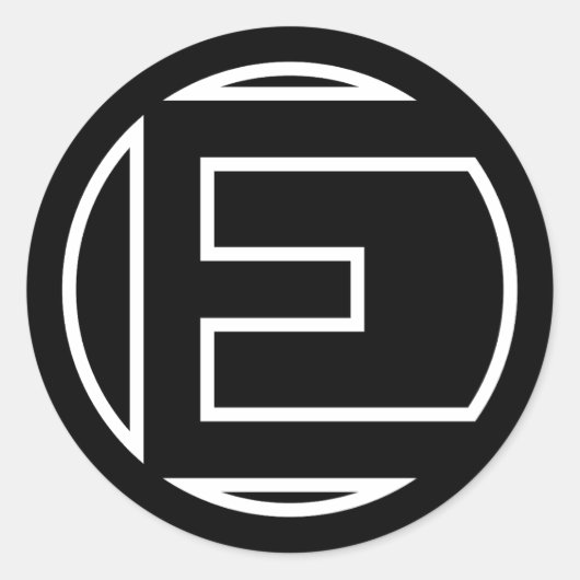 Black Sticker Cirkel Letter E (Voorkant)