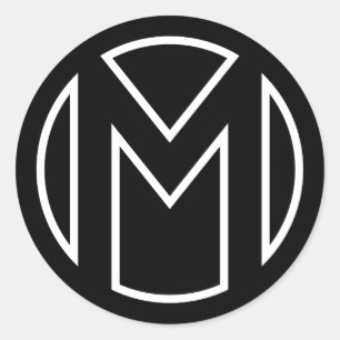 Black Sticker Cirkel Letter M