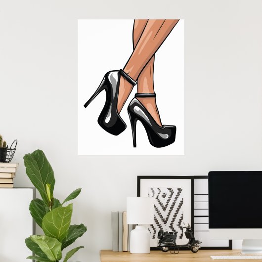 Black Stiletto Heels en Legs Poster (Thuiskantoor)