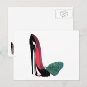 Black Stiletto Shoe and Butterfly Briefkaart (Voorkant / Achterkant)