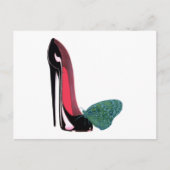 Black Stiletto Shoe and Butterfly Briefkaart (Voorkant)