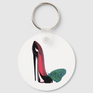 Black Stiletto Shoe and Butterfly Sleutelhanger