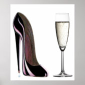 Black Stiletto Shoe and Champagne Print (Voorkant)