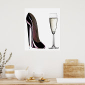 Black Stiletto Shoe and Champagne Print (Keuken)