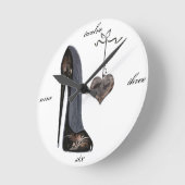 Black Stiletto Shoe and Heart Art Ronde Klok (Hoek)