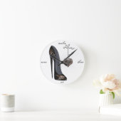 Black Stiletto Shoe and Heart Art Ronde Klok (Huis)