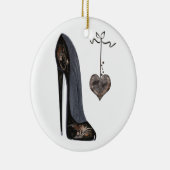 Black Stiletto Shoe and Heart Keramisch Ornament (Rechts)