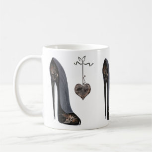 Black Stiletto Shoe and Heart Koffiemok