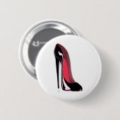 Black Stiletto Shoe Art Ronde Button 5,7 Cm (Voorkant /achterkant)