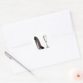 Black Stiletto Shoe en Champagne Glass Ronde Sticker (Envelop)