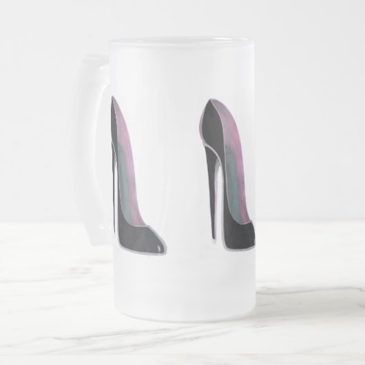 Black Stiletto Shoe Matglas Bierpul (Voorkant links)