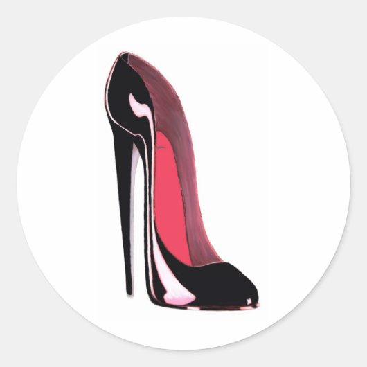 Black Stiletto Shoe Ronde Sticker (Voorkant)