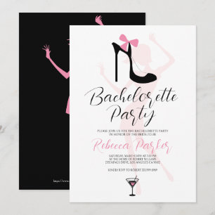 Black Stiletto Silhouette Bachelorette Invite Kaart