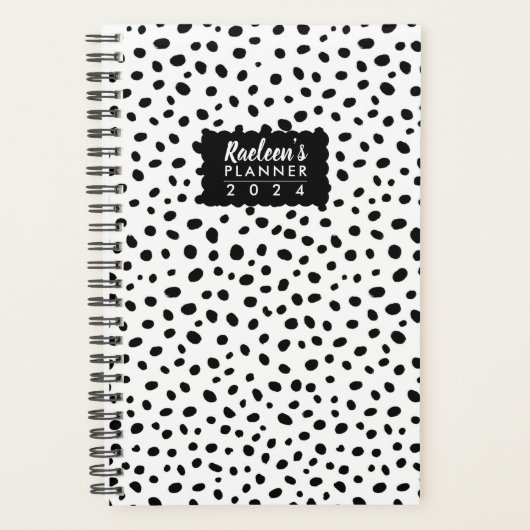 Black Stippen Gepersonaliseerde Weekplanner Planner (Voorkant)