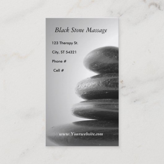 Black Stone Massage Visitekaartje (Voorkant)